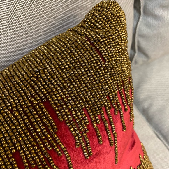 Gold metal beads lumbar pillow. - Picture 2 of 2